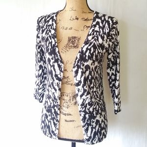 GRACE Black animal print V-neck cardigan